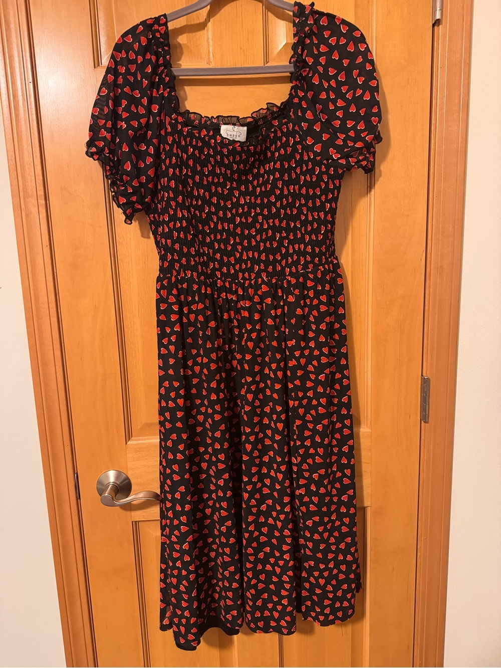 Black & Red Heart-Print High-Low Dress